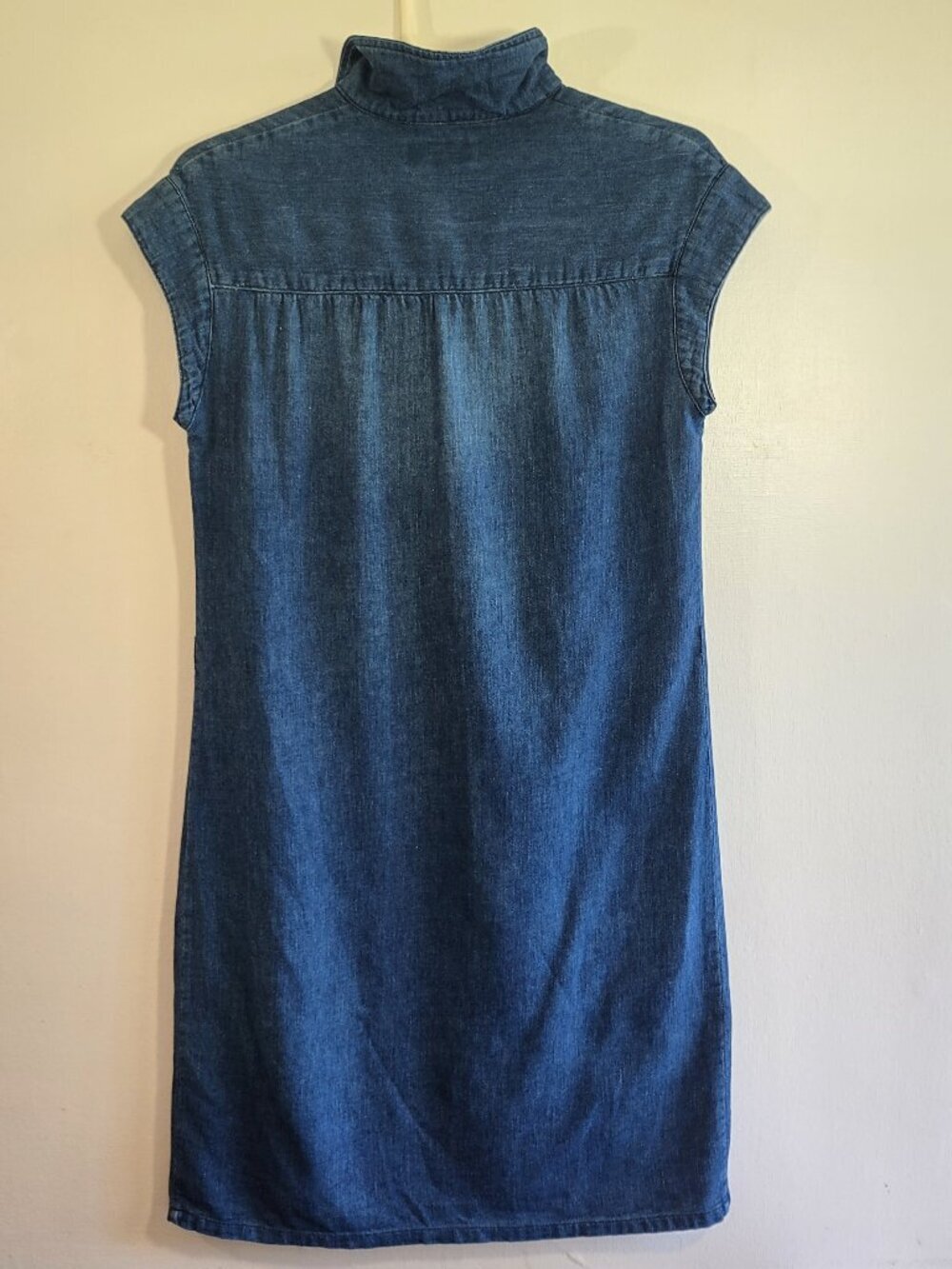A.P.C. Rue Madame Paris Denim Dress Size XSmall Smock Detail Cap Sleeve Classic - Picture 4 of 8